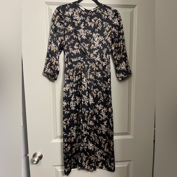 Vince Eden Branch 100% Silk Twist Drape Dress XS - Picture 3 of 11